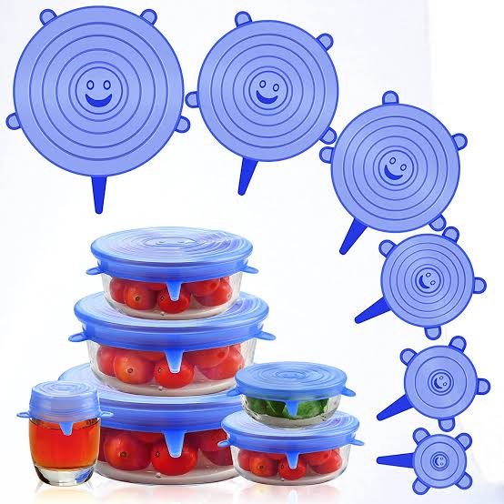 6 Pcs Kitchen Reusable Silicone Stretch Seal Lid