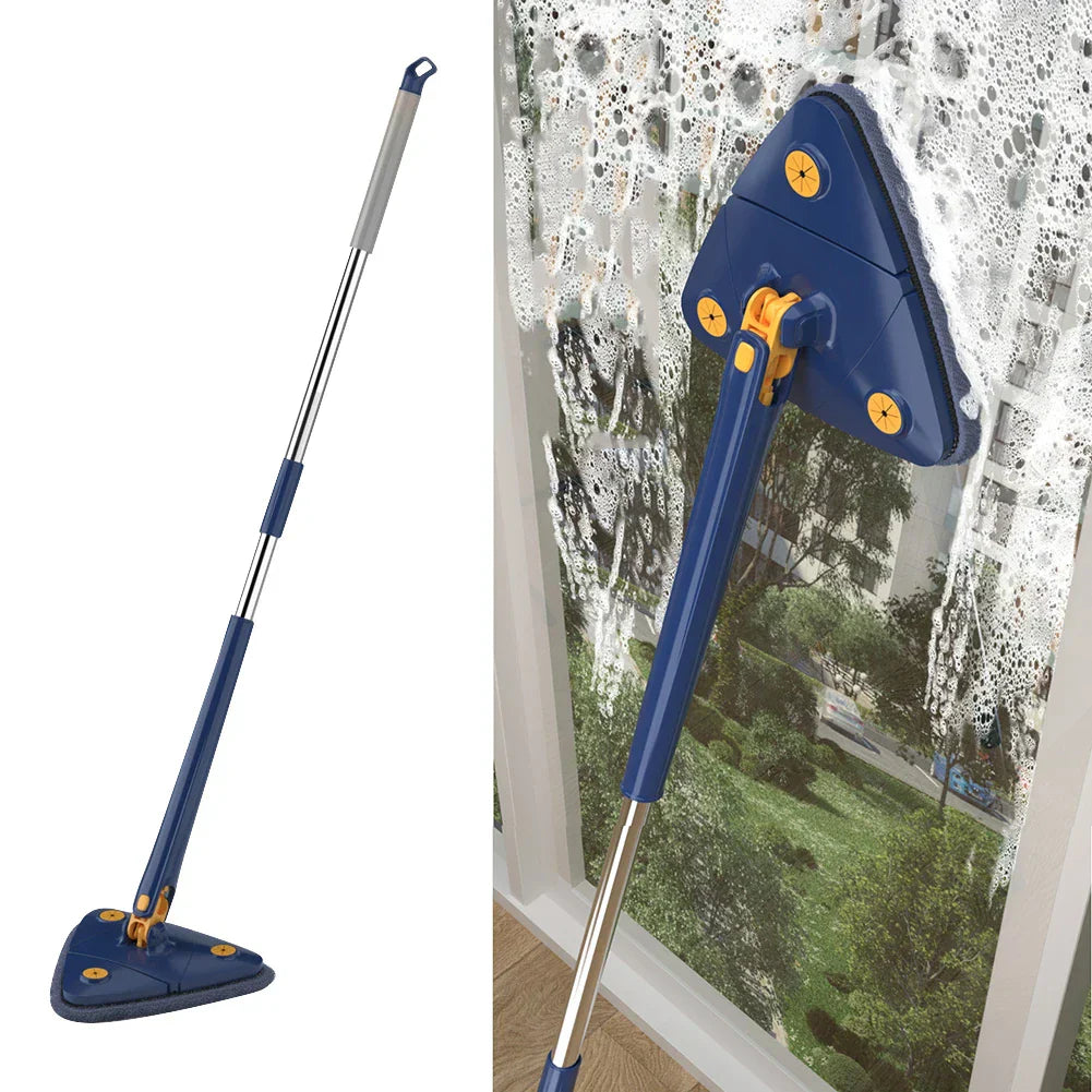 NEW Extended Triangle Mop 360 Twist Squeeze Wringing X-Type Window Glass Toilet Bathrrom Floor Household Cleaning Ceiling Dusting - Each
