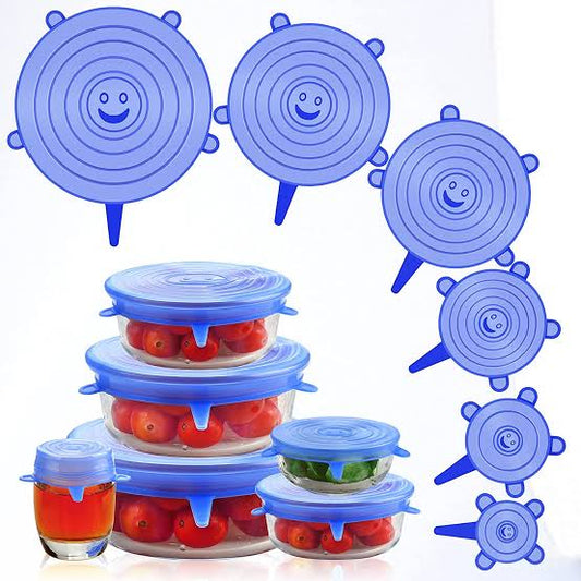 6 Pcs Kitchen Reusable Silicone Stretch Seal Lid